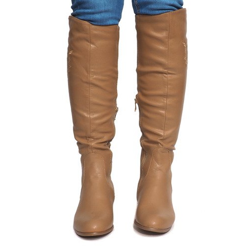 Wysokie Ocieplane Kozaki X453-14 Beżowy 2