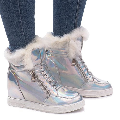 Ocieplane Sneakersy R-99 Srebrny szare 1