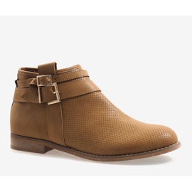 Ażurowe Botki Z Suwakiem H208 Beżowy 1