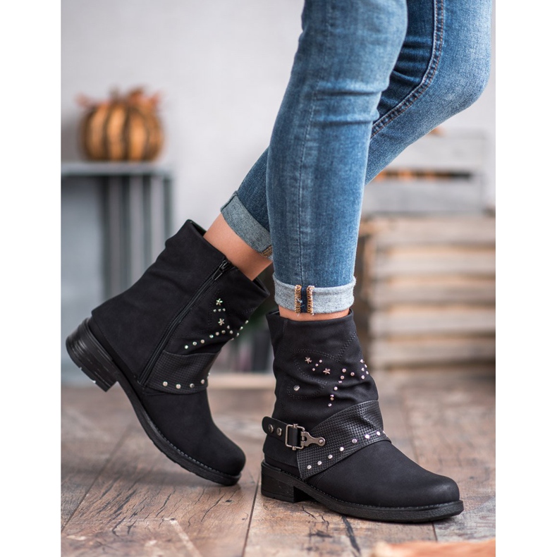 SHELOVET Modne Workery czarne 2