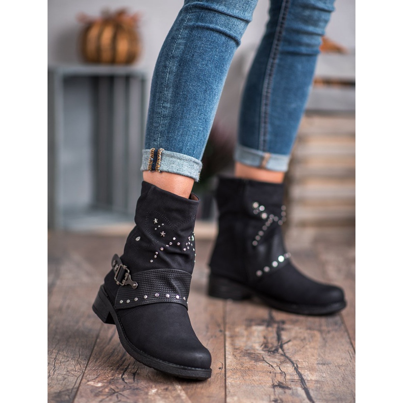 SHELOVET Modne Workery czarne 1