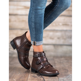 Small Swan Botki Z Ozdobnymi Paskami brązowe 2