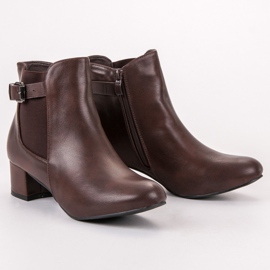 Small Swan Botki Na Obcasie brązowe 1