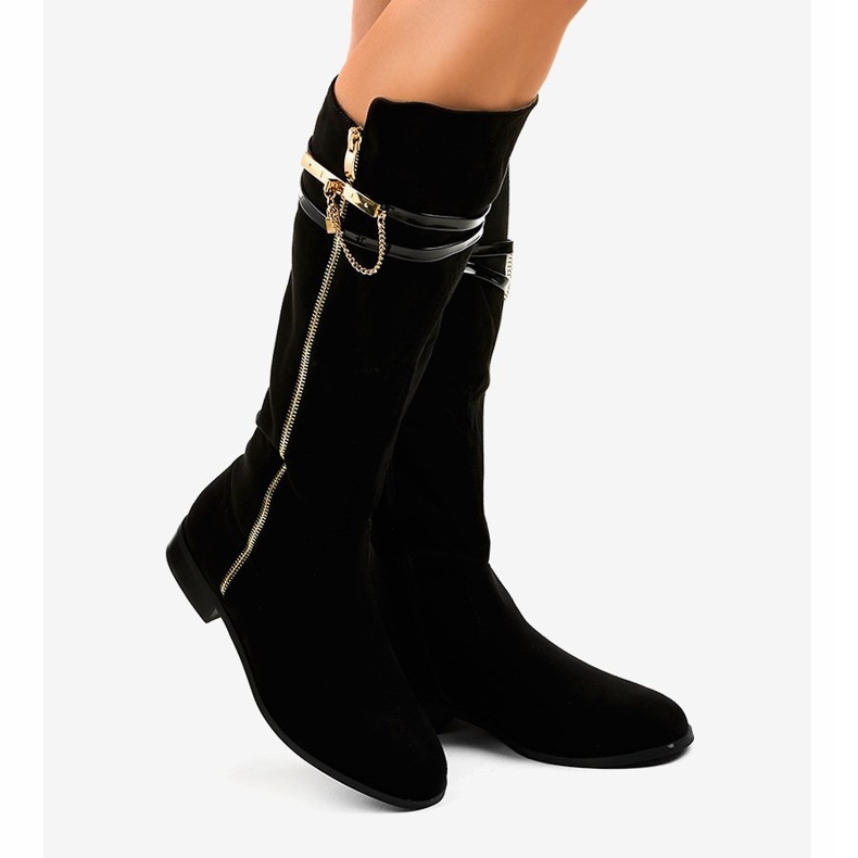 Czarne kozaki ocieplane 7570-PG 2