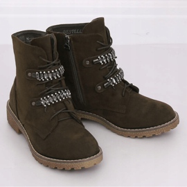 Botki sznurowane zielone H8-118 Green 1