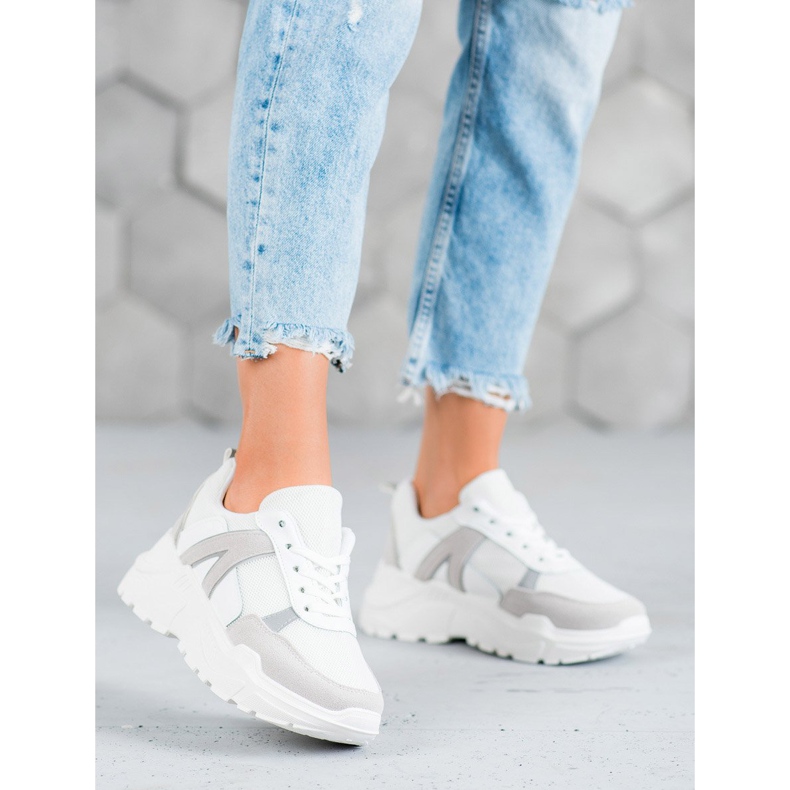 SHELOVET Wiązane Obuwie Na Platformie białe 2