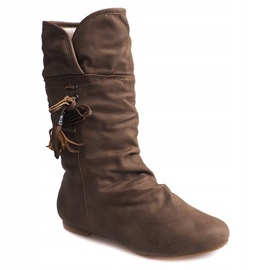 Ocieplane Botki Saszki Kozaki XQ38 Khaki zielone 2