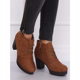 Półbuty na obcasie brązowe 8B883 Khaki 2