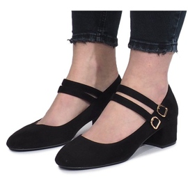 Czarne czółenka na słupku Tamara 1