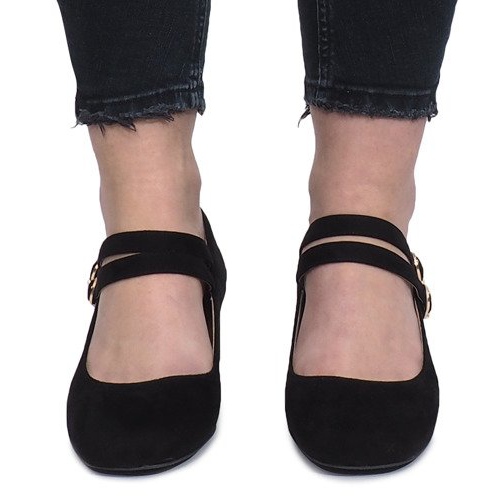 Czarne czółenka na słupku Tamara 2