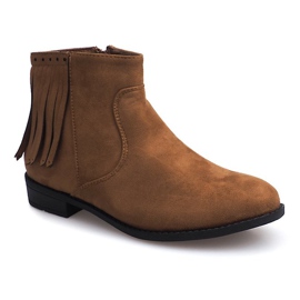 Zamszowe botki w stylu Boho 8355 Camel brązowe 1