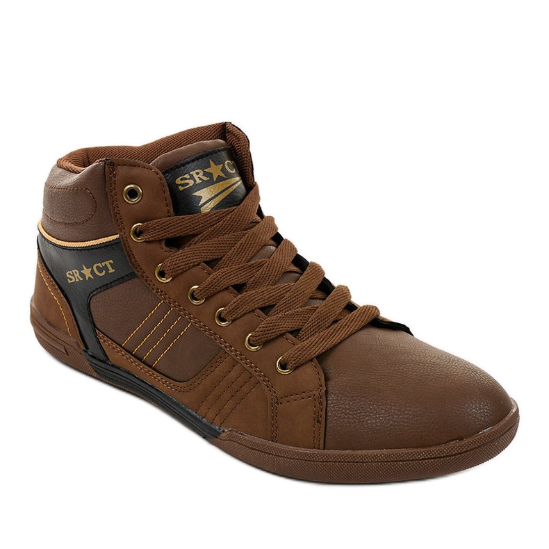 Brązowe trampki męskie sznurowane 15M749 czarne 1