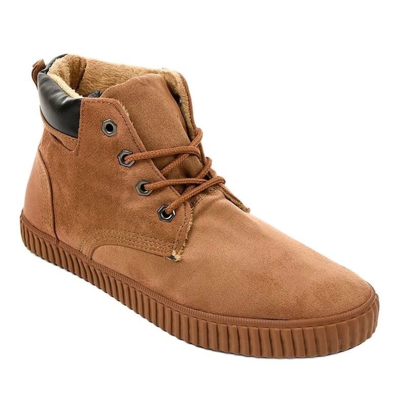 Brązowe ocieplane męskie trampki AN06 1