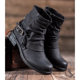 SHELOVET Workery Z Ozdobną Sprzączką czarne 1