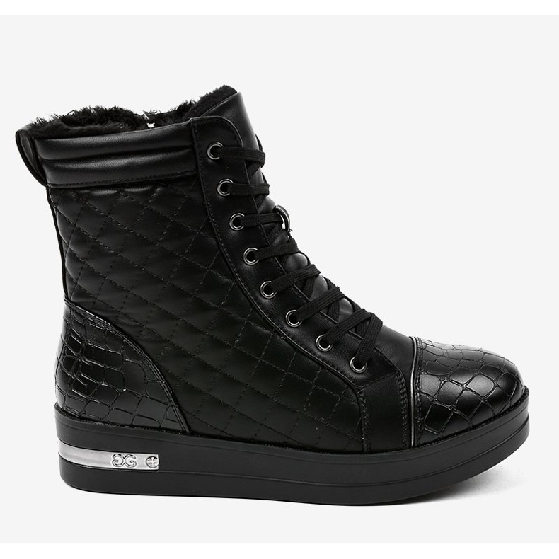 Czarne sneakersy ocieplane z suwakiem 9015-1 2