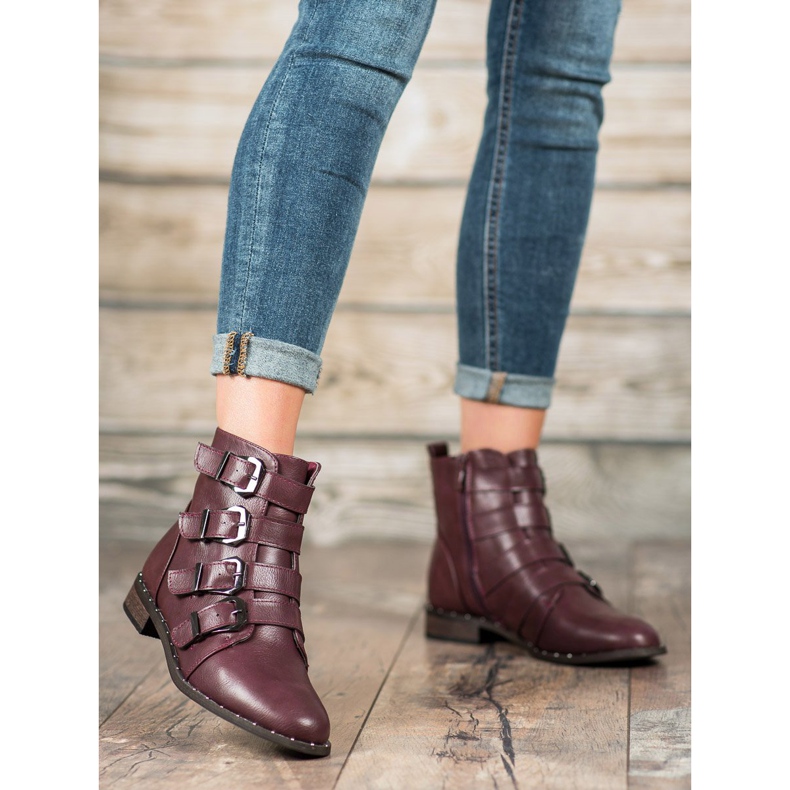 Cm Paris Botki Z Klamrami czerwone 1