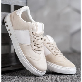Emaks Sneakersy Z Dżetami białe brązowe 4