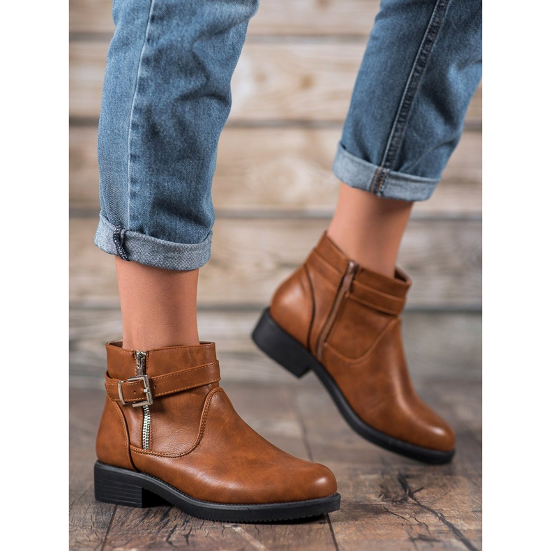 Abloom Brązowe Botki Z Eko Skóry 1