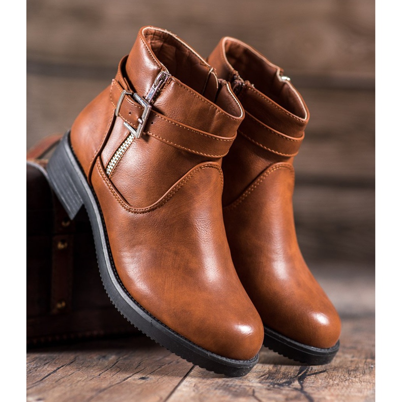 Abloom Brązowe Botki Z Eko Skóry 2