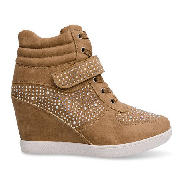 Sneakersy Trampki Na Koturnie Botki 3188 Khaki wielokolorowe zielone 1