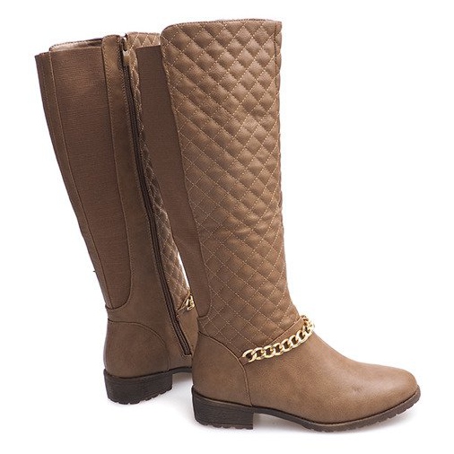 Pikowane Ocieplane Kozaki 16072 Khaki wielokolorowe zielone 1