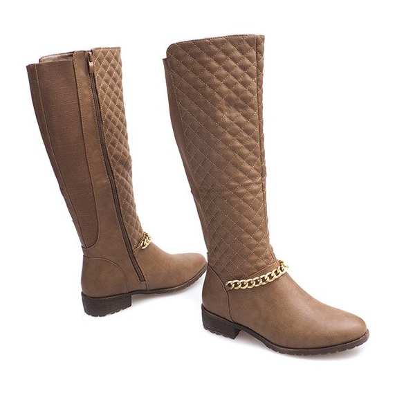 Pikowane Ocieplane Kozaki 16072 Khaki wielokolorowe zielone 2