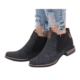 Czarne botki sztyblety HX2U306-1B 1