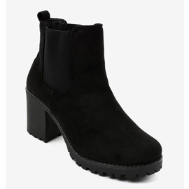Czarne botki na słupku B3000-KB 1