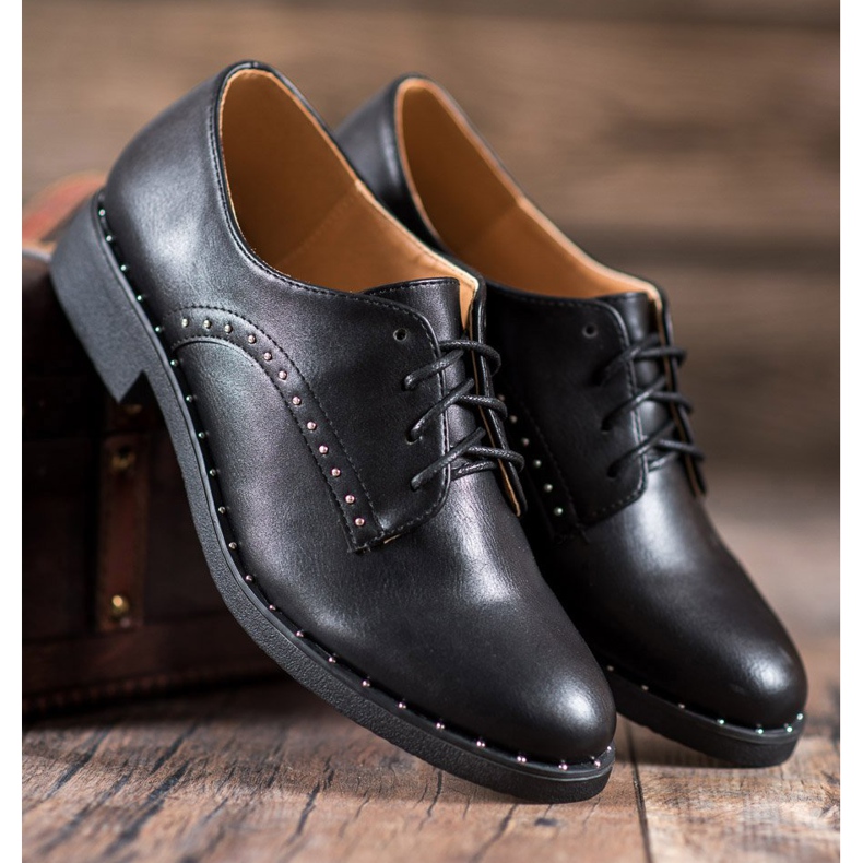 Danic Półbuty Z Cyrkoniami czarne 1