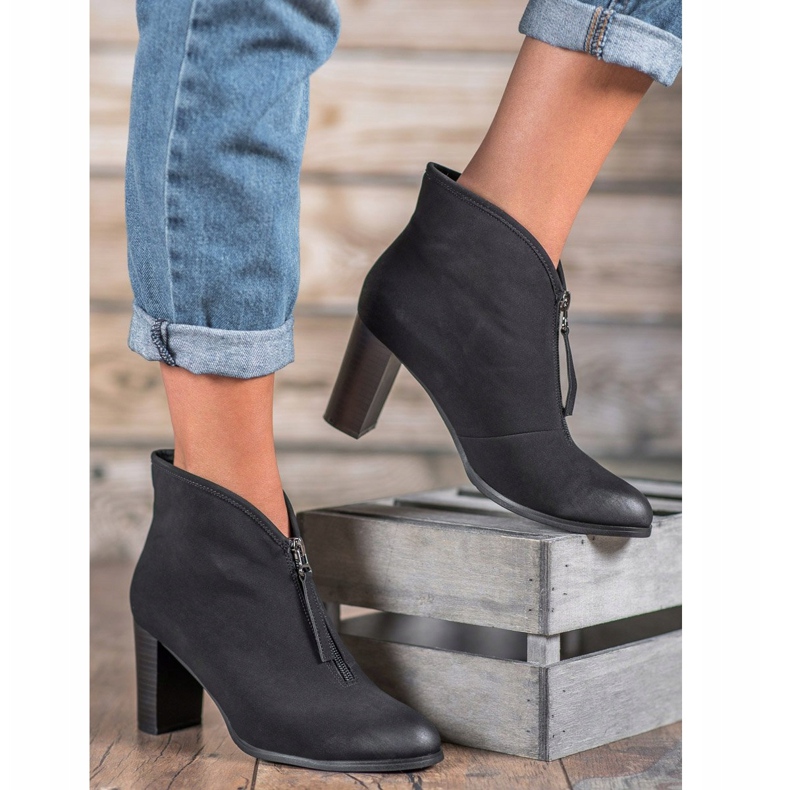 Botki Z Suwakiem VINCEZA czarne 1