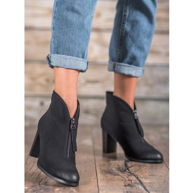 Botki Z Suwakiem VINCEZA czarne 2