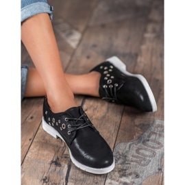 SHELOVET Wiązane Półbuty Z Eko Skóry czarne 1