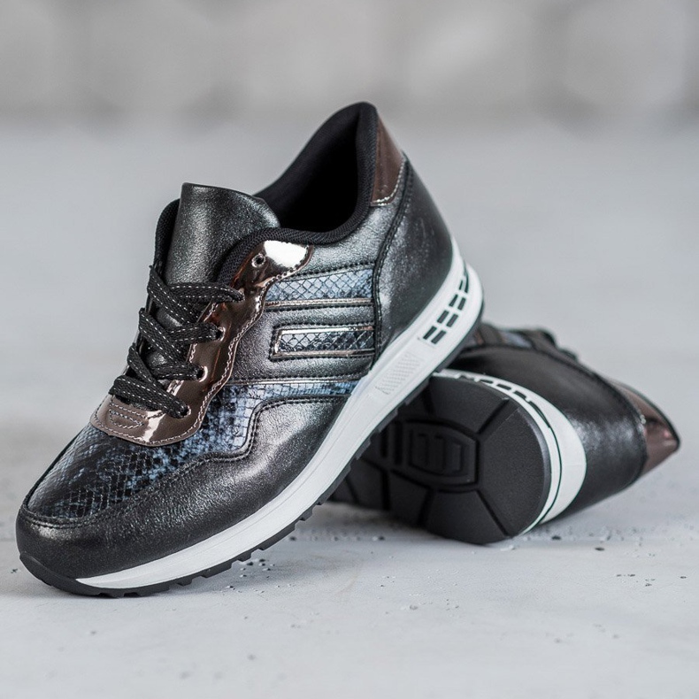 SHELOVET Sneakersy Snake Print czarne 1