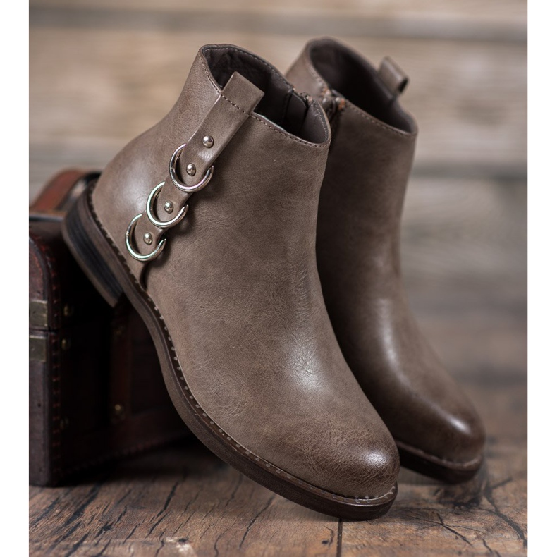 Forever Folie Klasyczne Botki Z Ozdobami brązowe 1