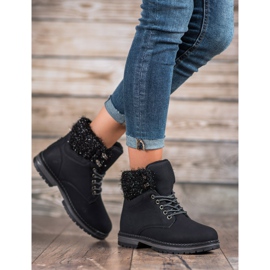 SHELOVET Traperki Z Brokatem czarne 1