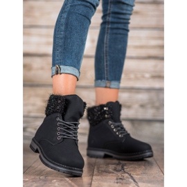 SHELOVET Traperki Z Brokatem czarne 2