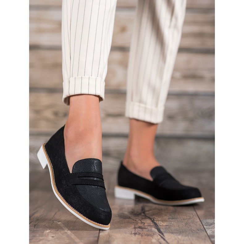 Bestelle Mokasyny Z Brokatem czarne 2