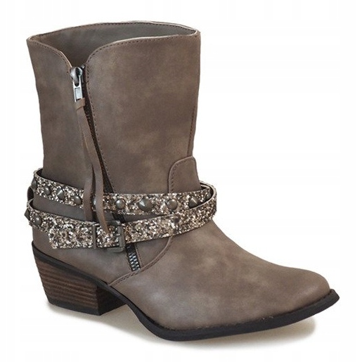 Beżowe kowbojki botki NRW1745-277 szare 1