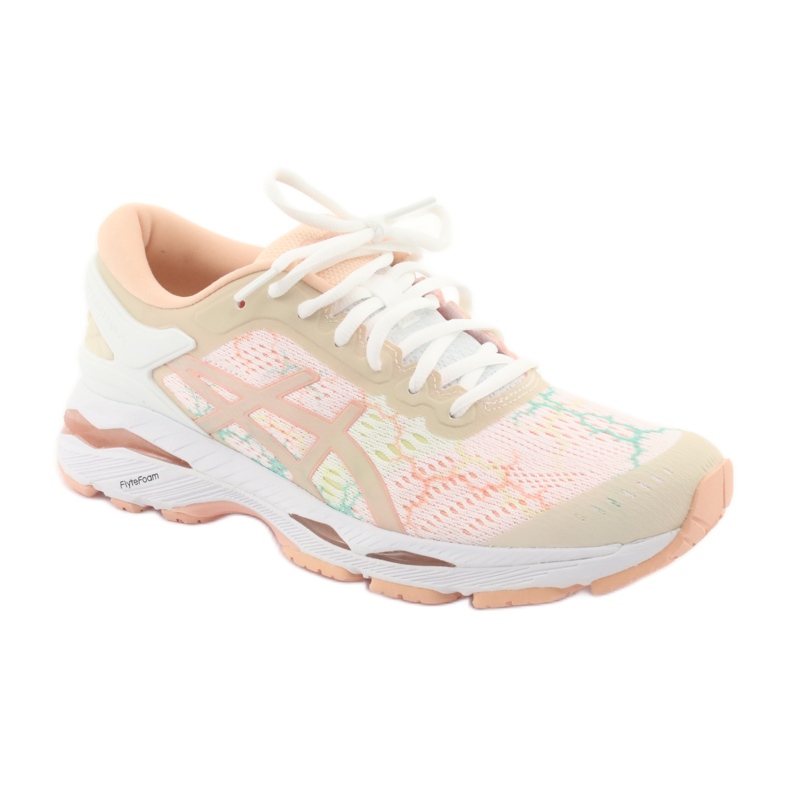 Buty biegowe Asics gel Kayano 24 Lite Show W T8A9N-0101 białe brązowe pomarańczowe zielone 1