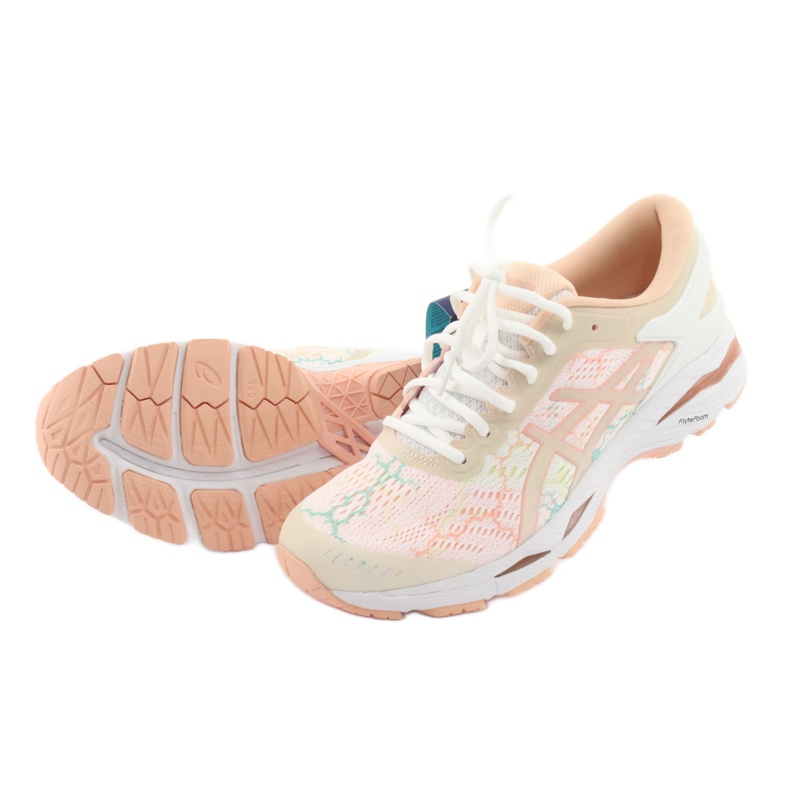 Buty biegowe Asics gel Kayano 24 Lite Show W T8A9N-0101 białe brązowe pomarańczowe zielone 4