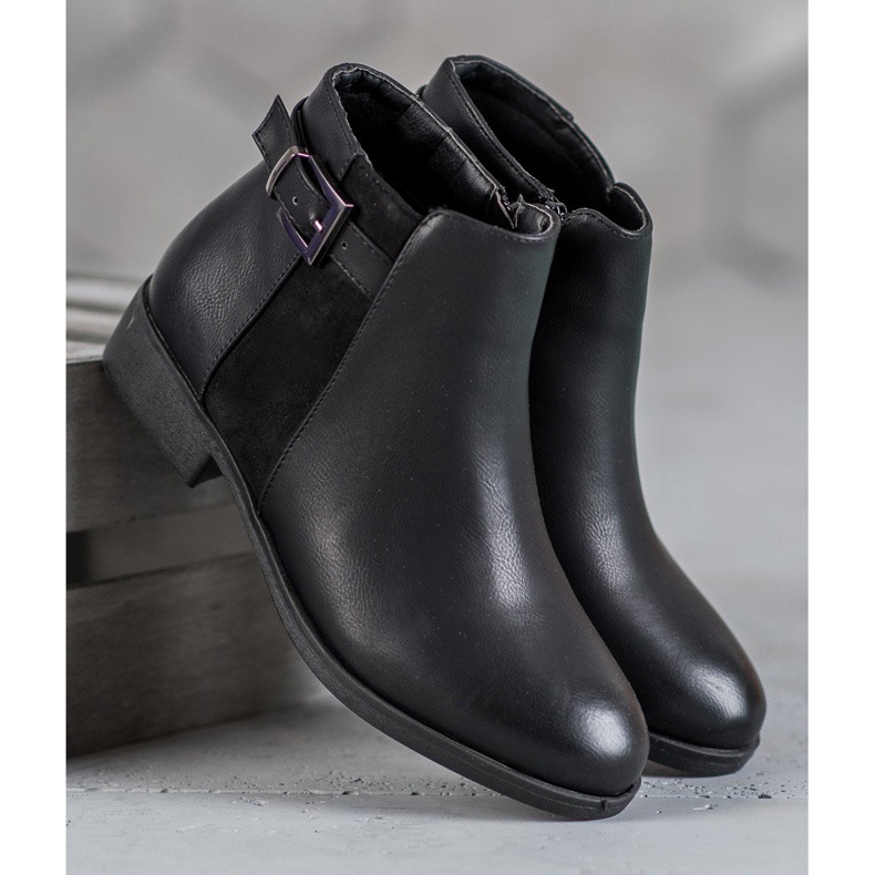 Abloom Botki Na Płaskim Obcasie czarne 1