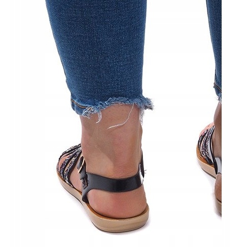 Sandały Zdobione Brokatem 3-8 Czarny czarne 2