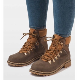 Camel zamszowe traperki damskie BK-29 brązowe 1