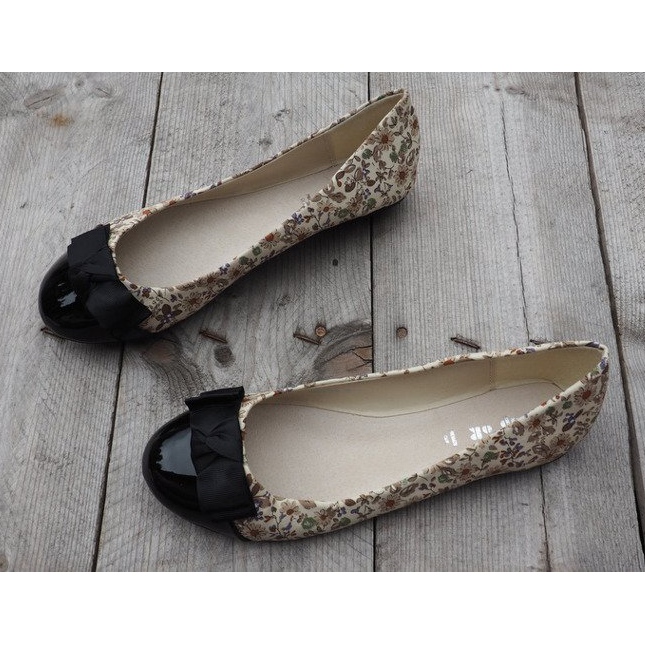 Balerinki Z Kokardą 6148 Khaki brązowe czarne 1