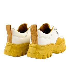 Biało-żółte modne damskie obuwie sportowe PF5329 białe 4