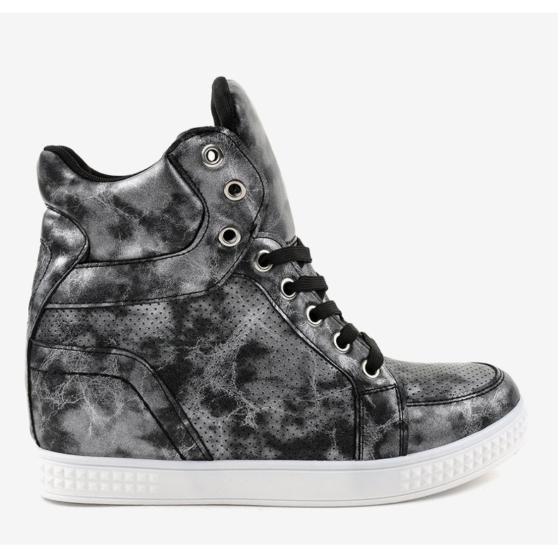 Czarne sneakersy na koturnie sznurowane ON001 2