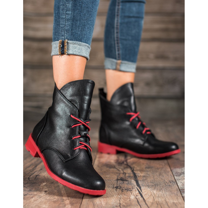 Filippo Sznurowane Botki Z Eko Skóry czarne 1