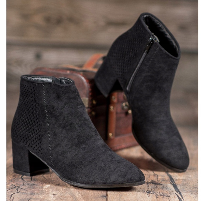 Filippo Zamszowe Botki Na Obcasie czarne 1