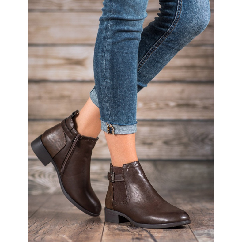 Anesia Paris Niskie Botki Damskie brązowe 2