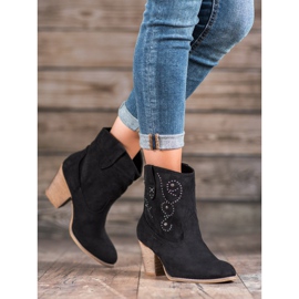 Small Swan Kowbojki Na Obcasie czarne 2